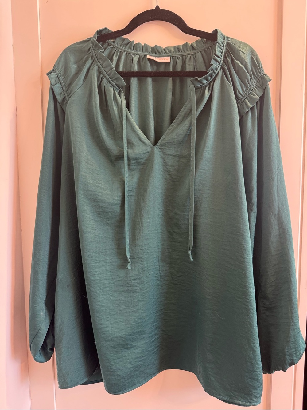 Knox Rose Teal Green Peasant Blouse